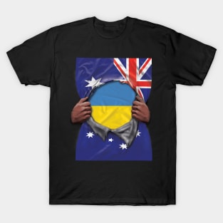 Ukraine Flag Australian Flag Ripped - Gift for Ukrainian From Ukraine T-Shirt